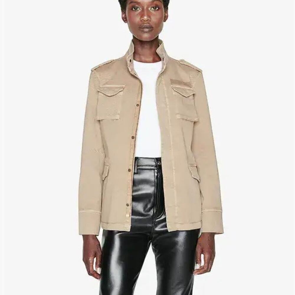 Anine Bing Cotton Utility Army Military Jacket in "Sand" Tan Size Small